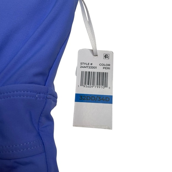 Anne Cole Ruched Underwire Tankini Top Periwinkle Blue 32DD / 34D New - Picture 4 of 8